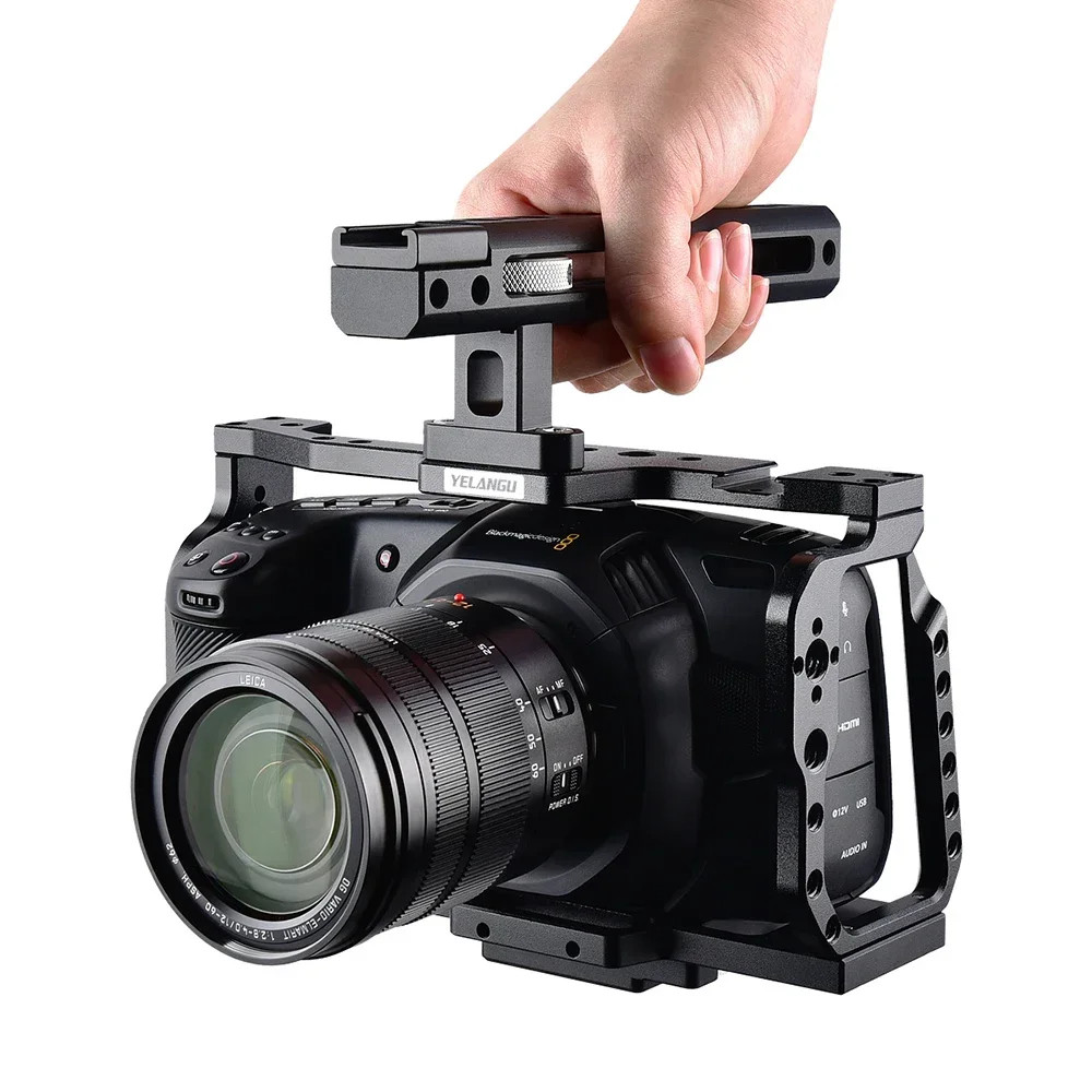 Yelangu C9 กล้อง Rig ชุดกรงสําหรับ BMPCC 4K 6K Blackmagic Design Pocket Cinema Black Magic อลูมิเนีย