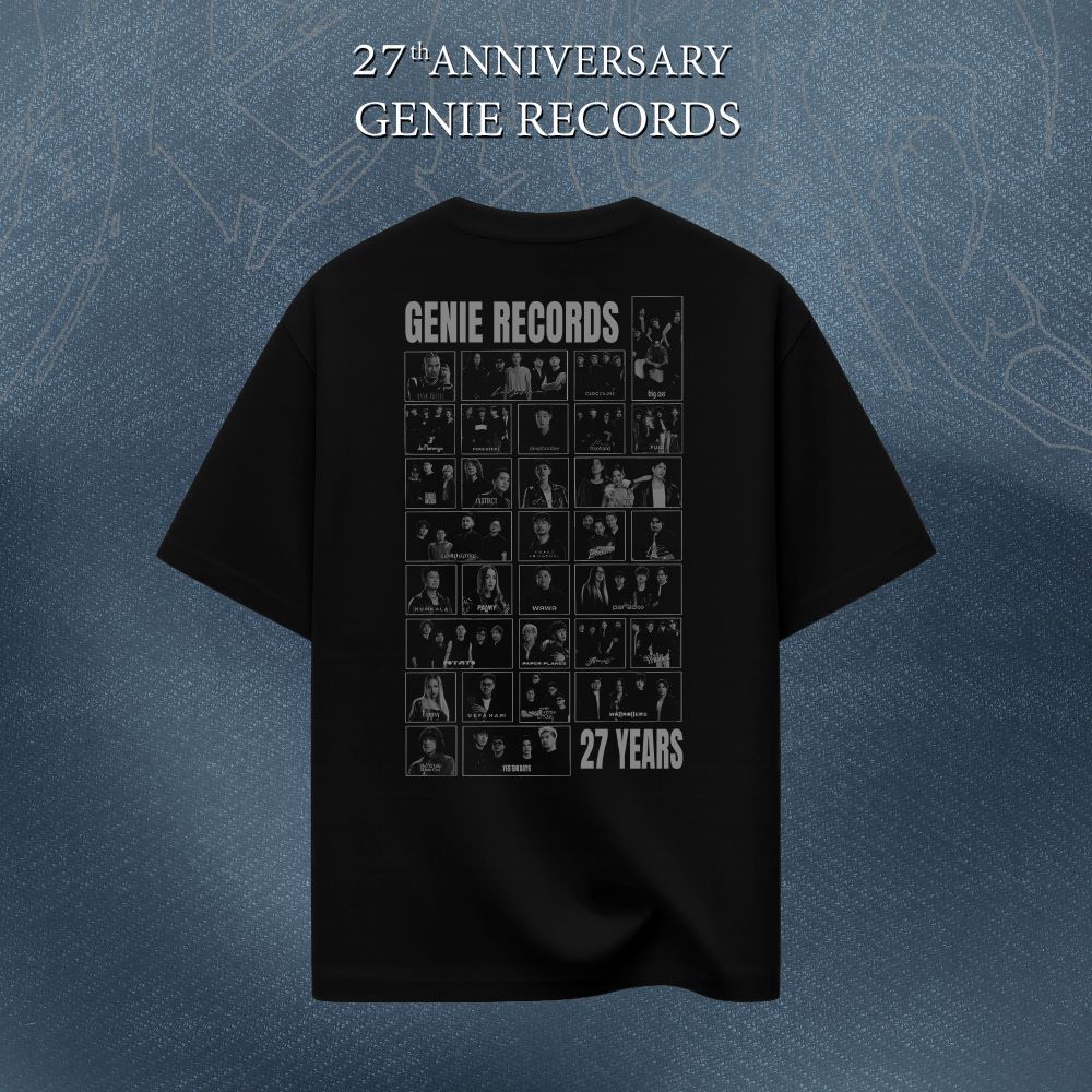 เสื้อยืด Oversized T-SHIRT สีดำ 27th Anniversary Genie Records ผ้าฝ้ายแท้ S-5XL