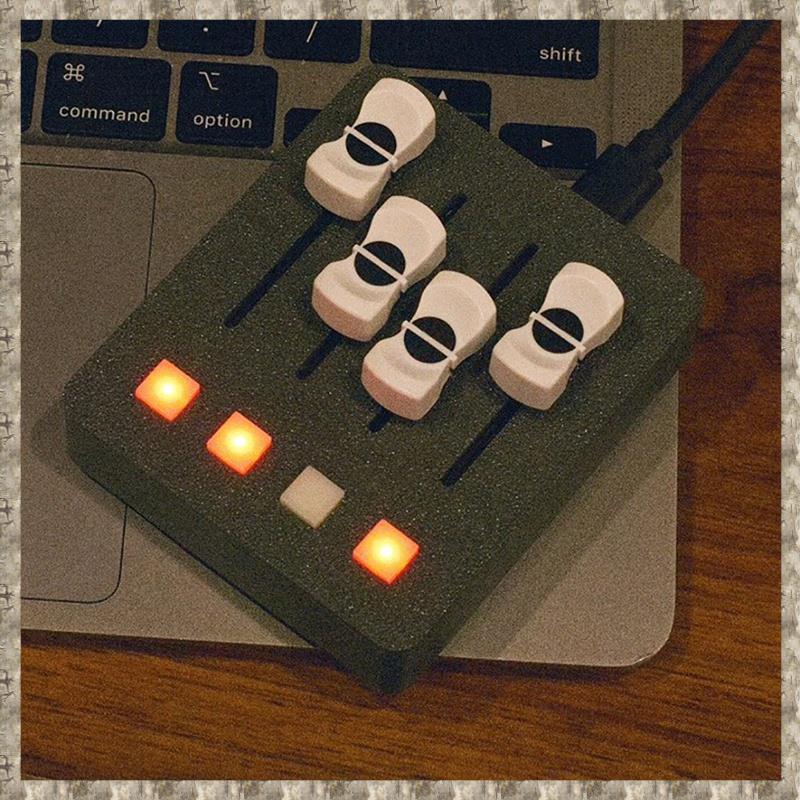 [zv0lma8i] คอนโทรลเลอร์ EM-PO2 MIDI - 4 Faders & 4 ปุ่ม DAW สําหรับการผลิตเพลงและสตรีมมิ่ง