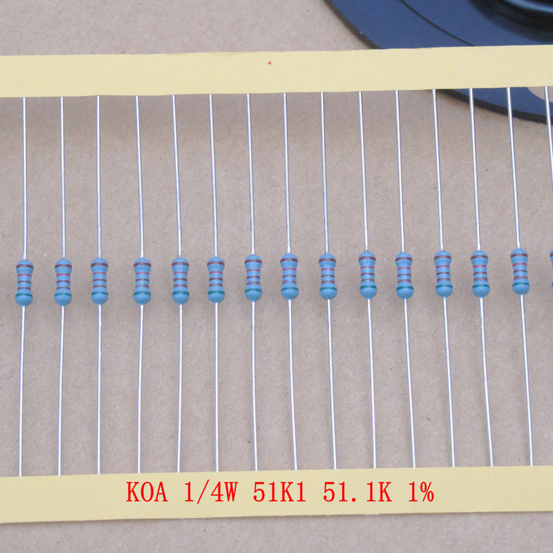 10 ชิ้นญี่ปุ่น KOA 51.1K ตัวต้านทาน 1/4W 0.25W ทองแดงฟุตฟิล์มโลหะ MF1/4DCT52R5112F