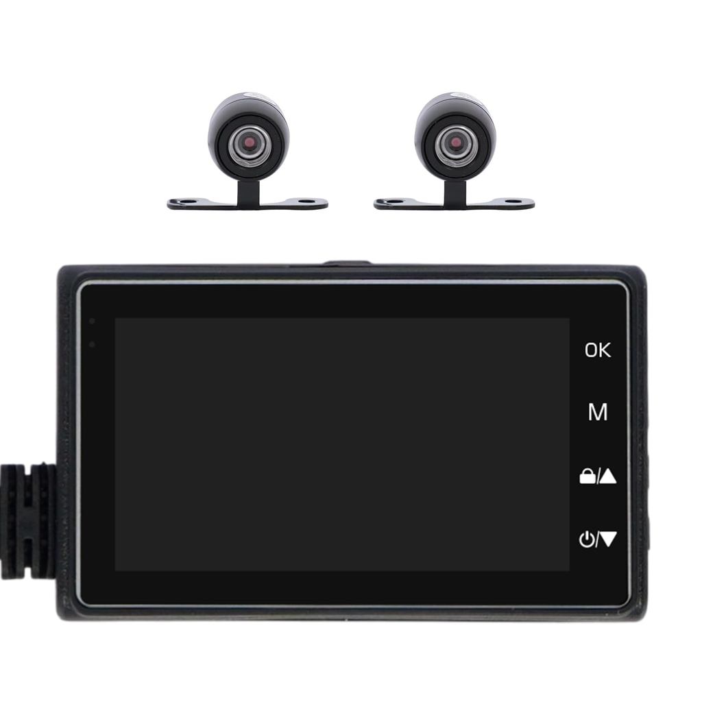 Fkstyle 【Front and Rear Dual Cameras, Waterproof and Dustproof】 Motorcycle Dash Cam, 3-Inch LCD, 108