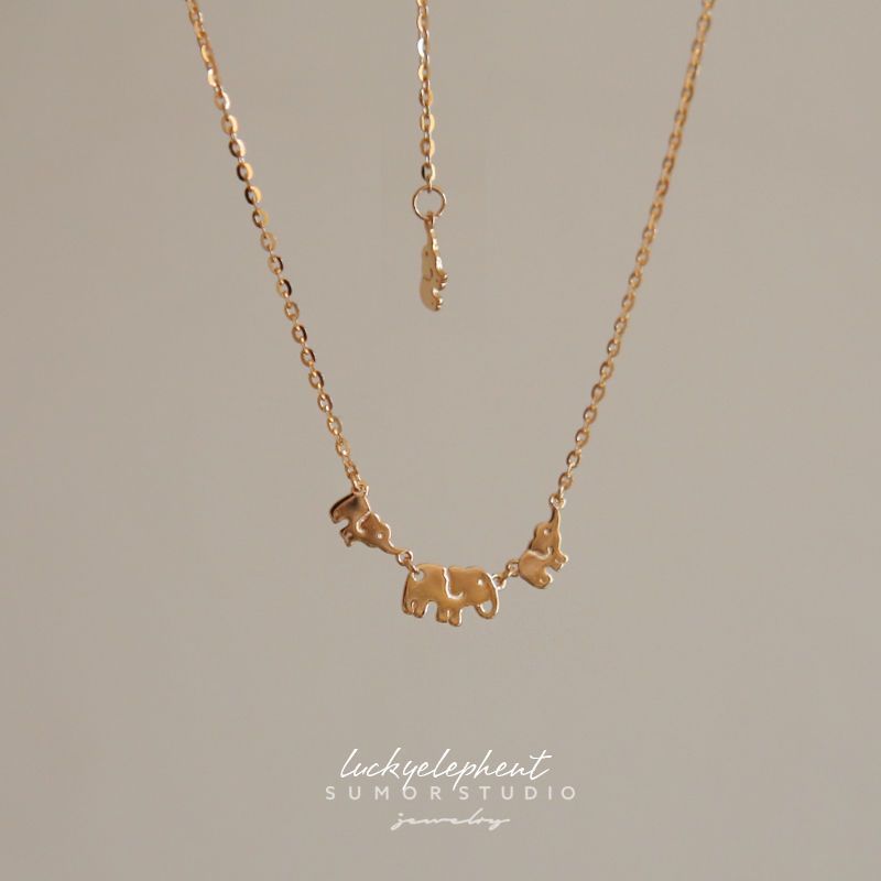 สร้อยคอ Lucky Elephant Niche Design Unique Cute Elephant Necklace Female Clavicle Chain Female Neckl