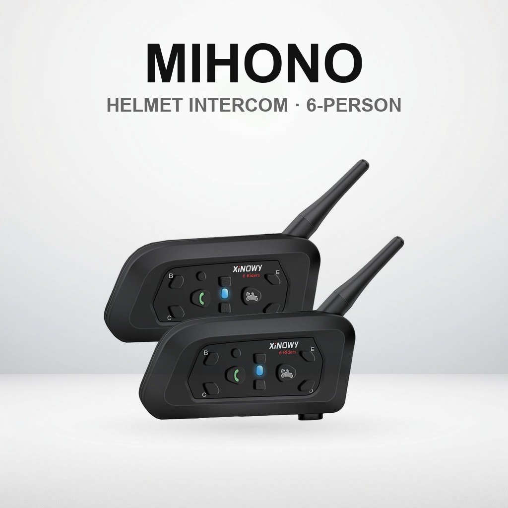 Mihono Motorcycle Inter for 6 Riders (Set of 2) V6Pro Upgrade Version for Touring, 6-Person Pairing,