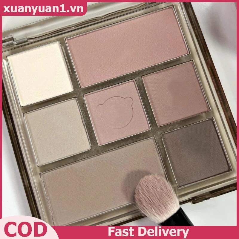XUAN 7 สี Matte Neutral Makeup Palette All In One Long Lasting Velvet Texture สําหรับผู้หญิง Daily E