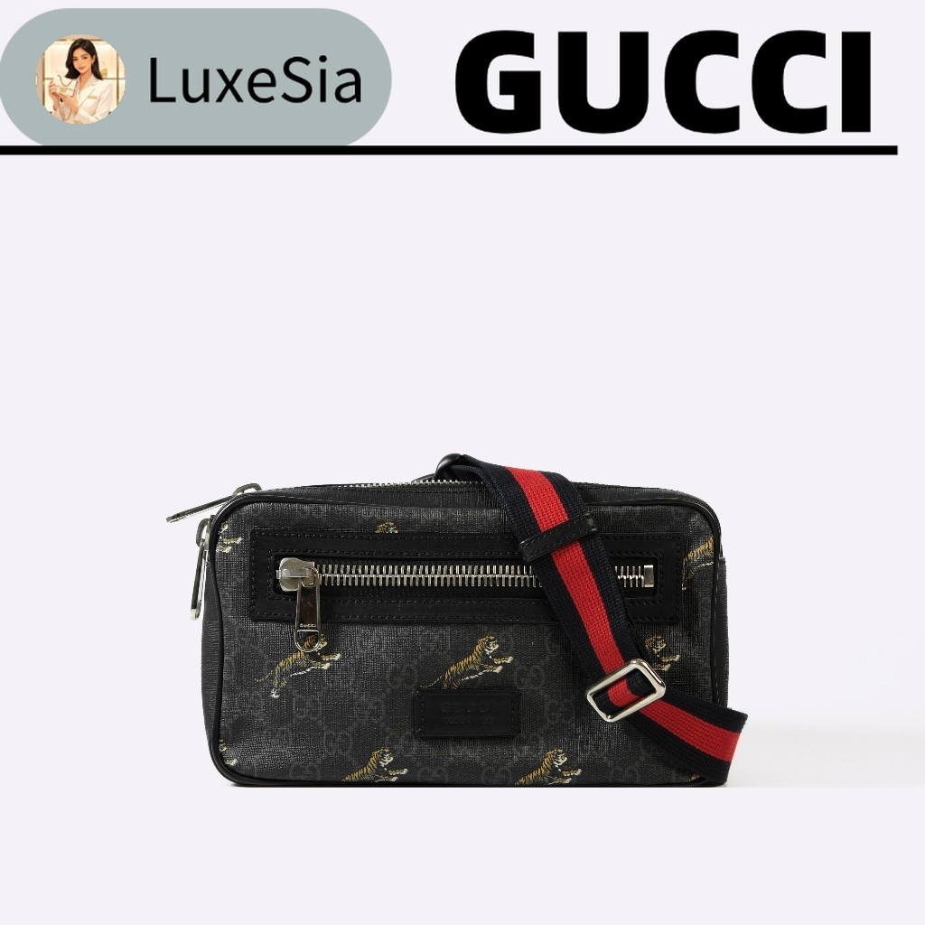 ของแท้ 100%GG GG Supreme Tiger Belt Bag