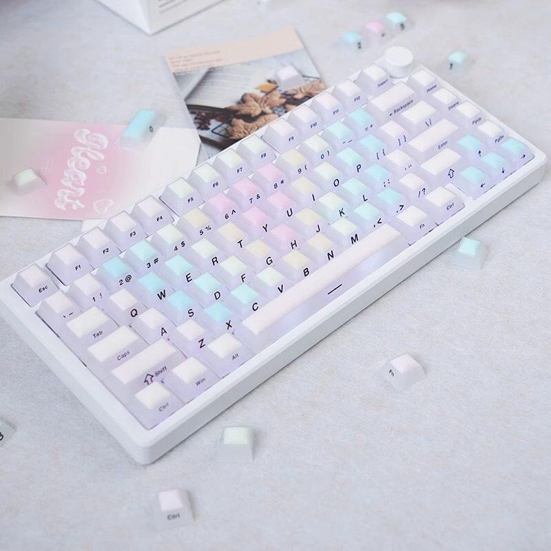 keycap ใส คีย์แคป Oxid Rainbow Gummy Transparent Keycap Girls High-value Silicone Jelly Keycap 87 คี