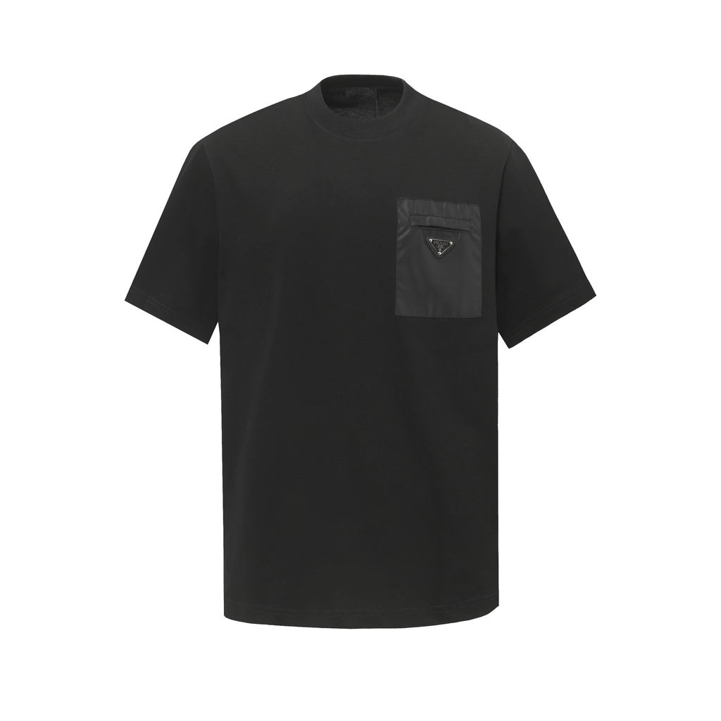 PRADA Commuter All-Match ใหม่เสื้อยืดแขนสั้นผู้ชายผู้หญิงคู่หนาธุรกิจเพียงพอขายร้อน Street Wear Simp