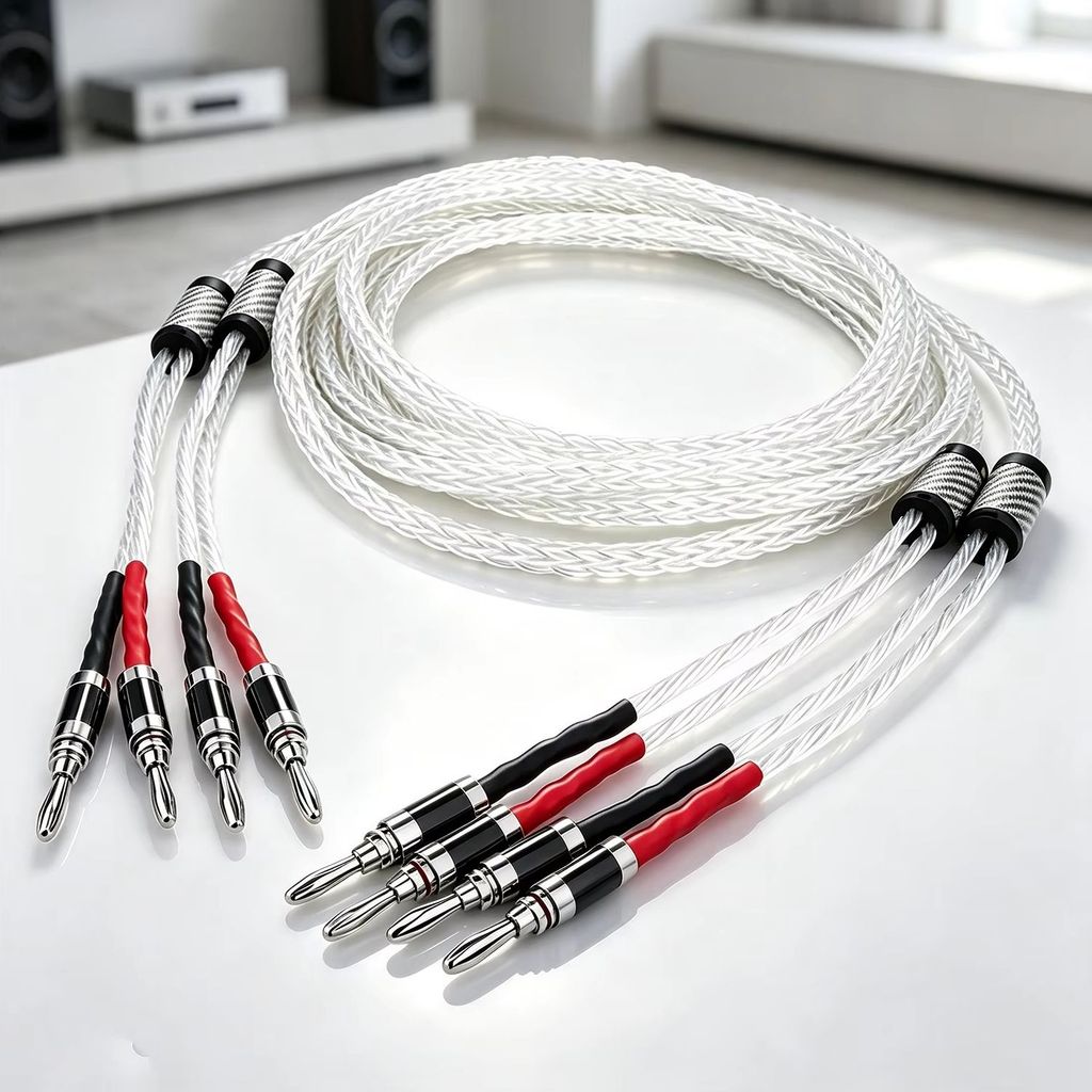 8AG สายลําโพง 7N OCC Silver-plated High Performance HIFI สายลําโพงสําหรับเครื่องขยายเสียงลําโพง
