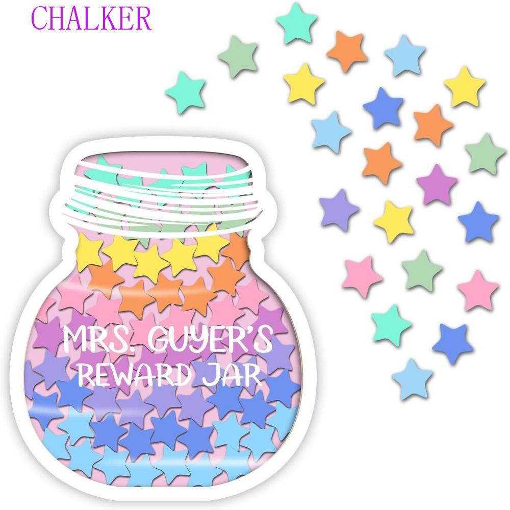 CHALKER Positive Behavor Rewards Jar, ไม้การ์ตูนเด็ก Star Reward Jars, รับผิดชอบกับวงเล็บ Heart Clas