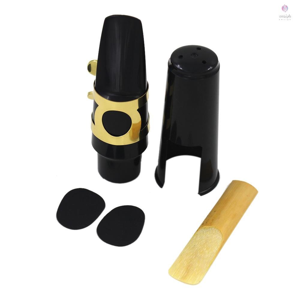 Alto Sax Saxophone Mouthpiece Plastic with Cap Metal Buckle Reed Mouthpiece Patc