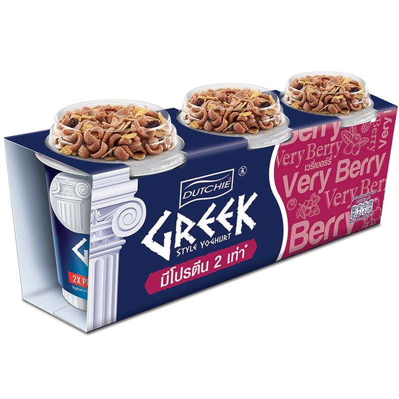 ดัชชี่กรีกสไตล์โยเกิร์ตผสมเวรี่เบอร์รี่ 120ก แพค3 Duchie Greek Style Yogurt with Very Berry 120g. Pack3 [8851717905100 ]