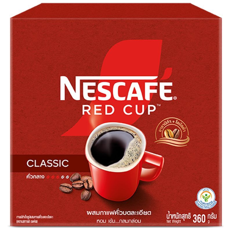 เนสกาแฟเรดคัพกาแฟสำเร็จรูปผสมกาแฟคั่วบดละเอียด 360กรัม NescafeRedCupInstantCoffee360g [หมายเลขบาร์โค้ด 8850124079404 ]
