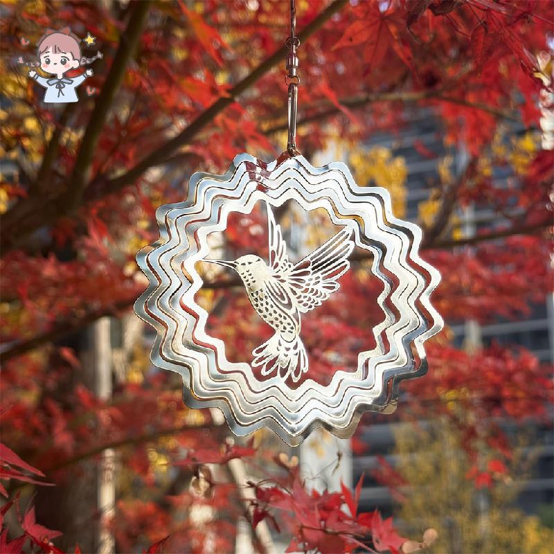 3D Mandala Hummingbird Wind Spinner,โลหะแขวน Wind Spinner สําหรับลานสวน Patio Decor