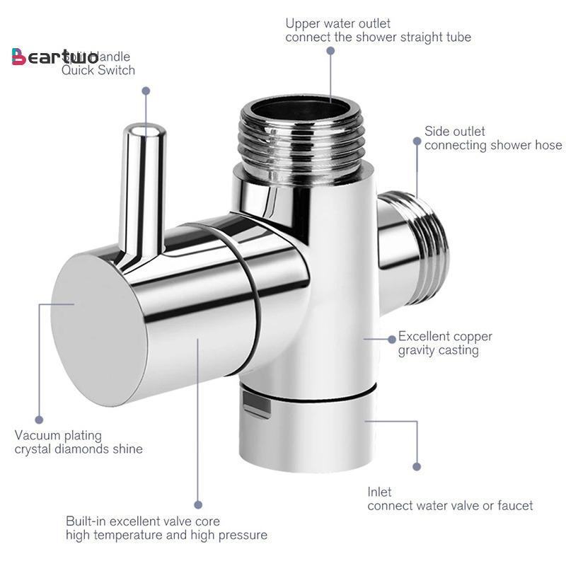 <beartwo-t>G1/2" หัวฝักบัววาล์วดําน้ําแยกน้ําปรับวาล์วสามทางสําหรับหัวฉีดมือถือสําหรับก๊อกน้ําอุปกรณ