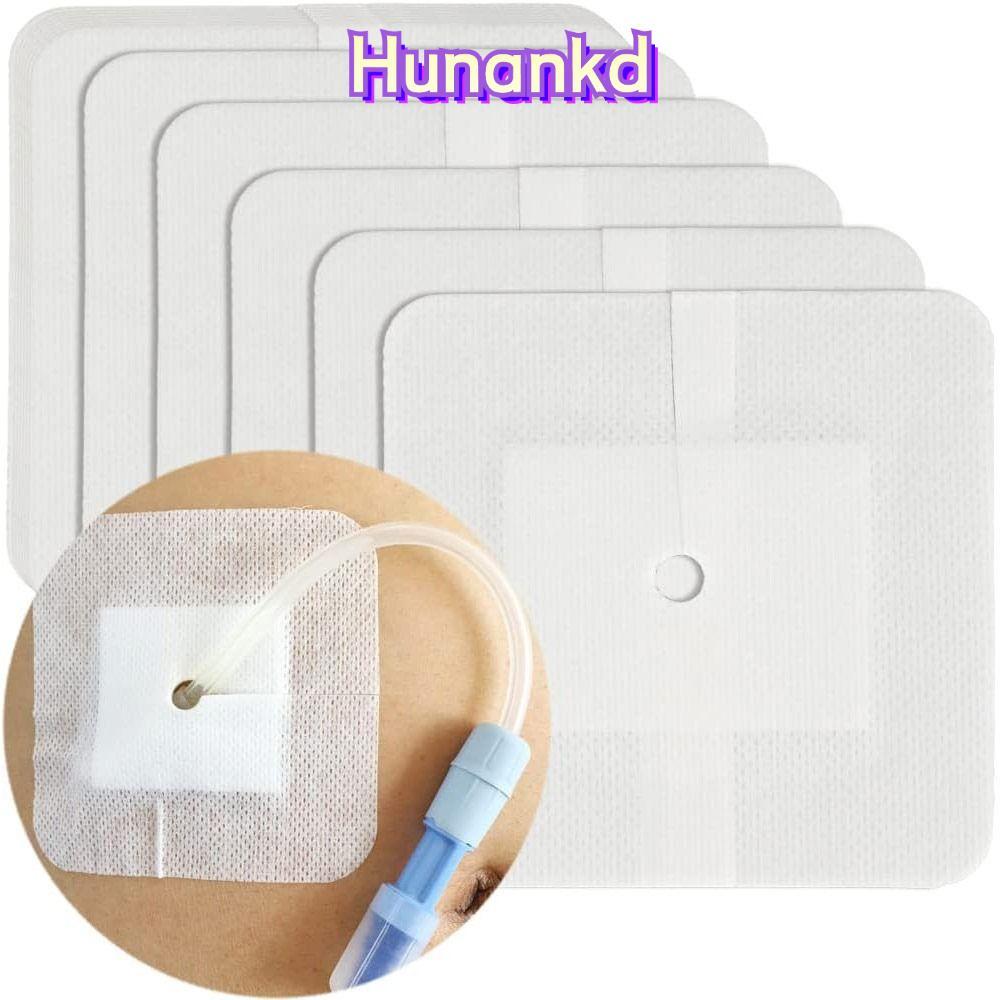 HUAN 10 ชิ้น Feeding Tube Pad, ผ้าพันแผลบาดแผล Gtube อุปกรณ์ Chest Catheter Cover, ทนทาน Peritoneal 