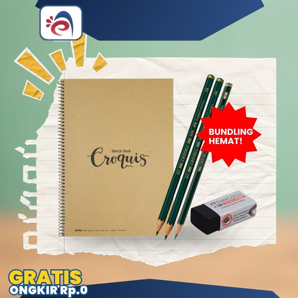Joyko Sketchbook A4 A5 Pencil 2B 4B H & Faber Castell Eraser - SHESB