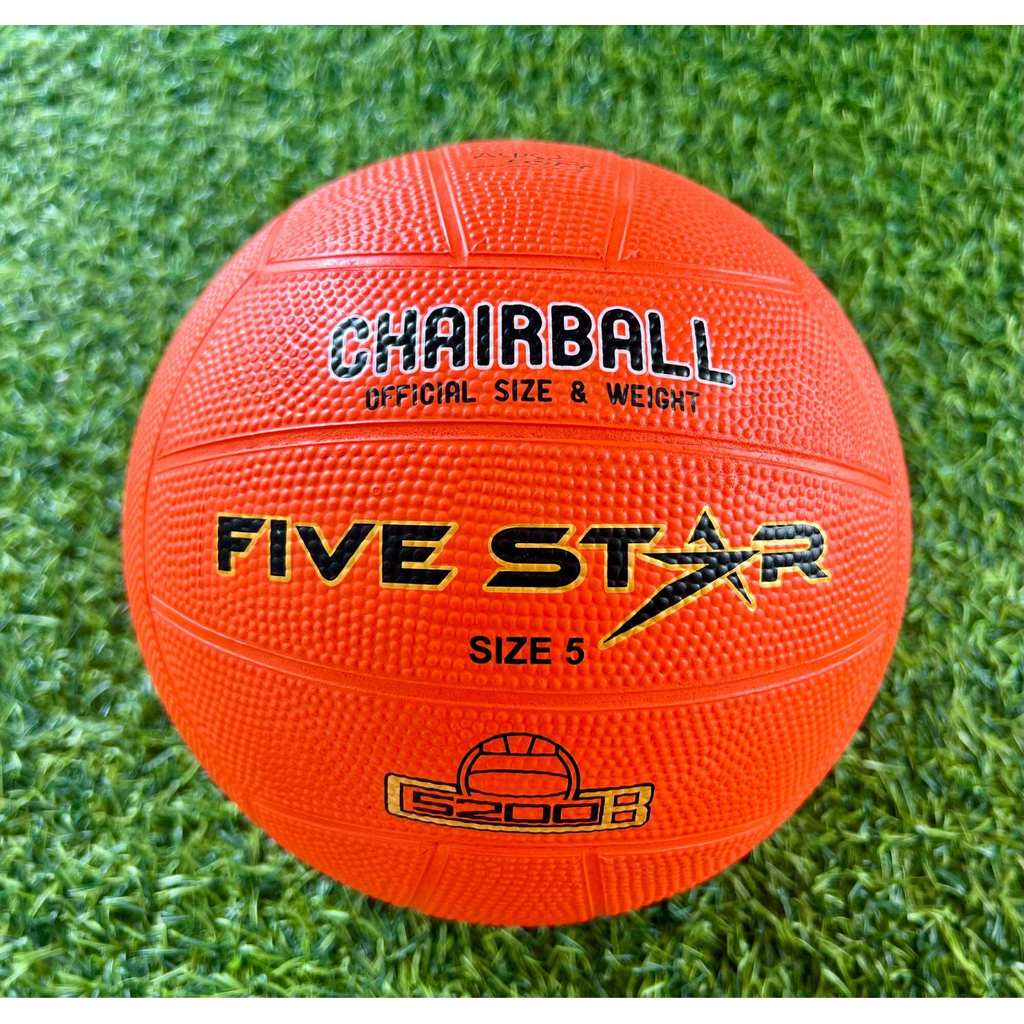 ลูกแชร์บอลยาง FBT FIVE STAR รุ่น CB5200 สีส้ม เบอร์ 5 ( Made in Thailand) ฟรีตาข่ายใส่บอล + เข็มเติม