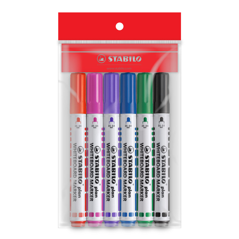 STABILO ปากกาไวท์บอร์ด รุ่น Plan 641 คละสี ขนาดแพ็ค 6 ด้าม
