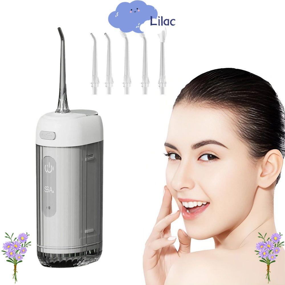 LILAC Water Flosser, 5 Jet Tip 200ml Water Jet Floss, 3 โหมด USB ชาร์จ Gum Care ทําความสะอาดไฟฟ้า