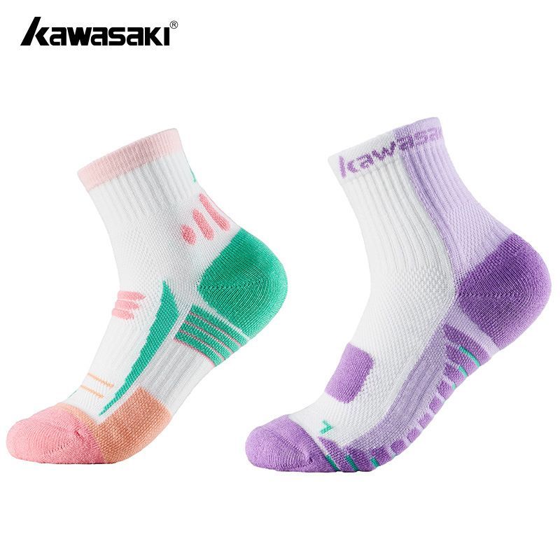 KAWASAKI คาวาซากิเด็กถุงเท้าแบดมินตันชายหญิง – ถุงเท้าผ้าฝ้ายเบาะลูกเรือ, ถุงเท้ากีฬาระบายอากาศที่หั