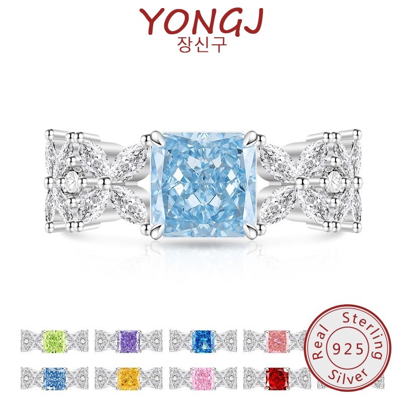 Niche Design Color Treasure Ice Flower Cut Lucky Grass Ring
