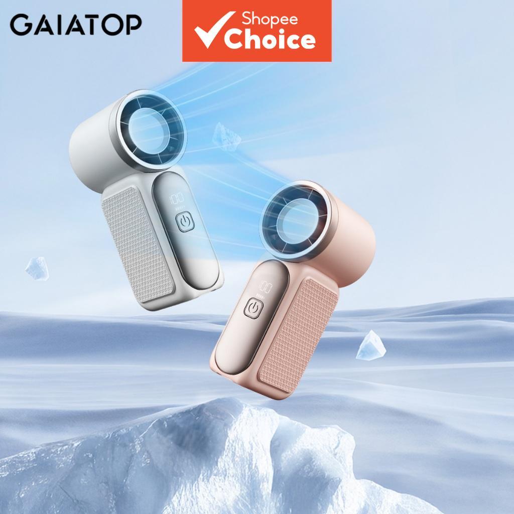 GAIATOP พัดลมพกพาขนาดเล็ก 3000mAh ทรงพลัง ชาร์จซ้ําได้ ไร้ใบพัด เงียบเป็นพิเศษ ใช้ได้ทั้งมือเดียว ใส่กระเป๋าได้