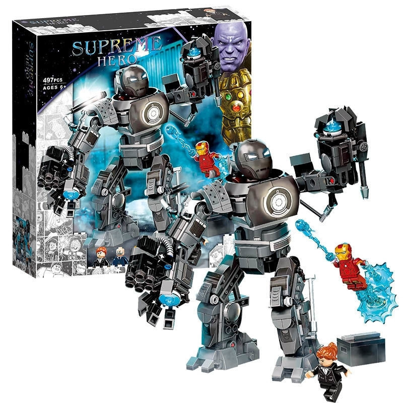 เข้ากันได้กับ 76190 Iron Overlord Chaos Iron Man MK1 Avengers Superhero Building Block ของเล่น