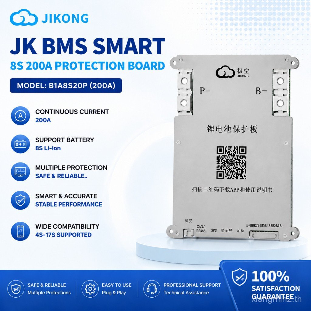 Jikong jkbms JK B2A8S20P 2A สมาร์ท BMS 8S 12V/24V 200A Active Balance BMS 3.2 นิ้วจอแสดงผล LCD LiFeP