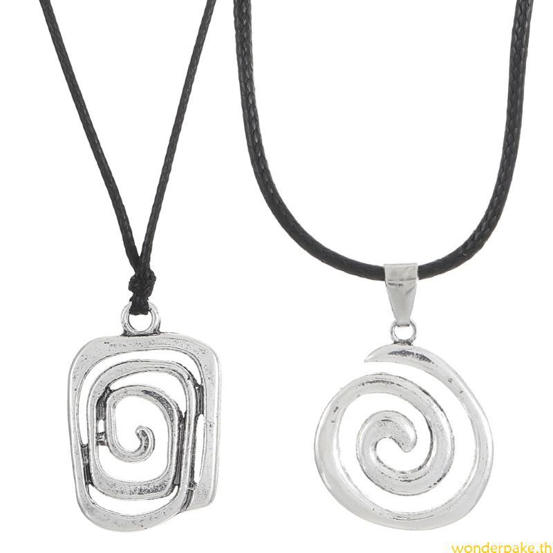 Wonder Trend Grunge Necklace Swirl Pendant PU Leather Cord Collarbone Chain สําหรับผู้หญิง