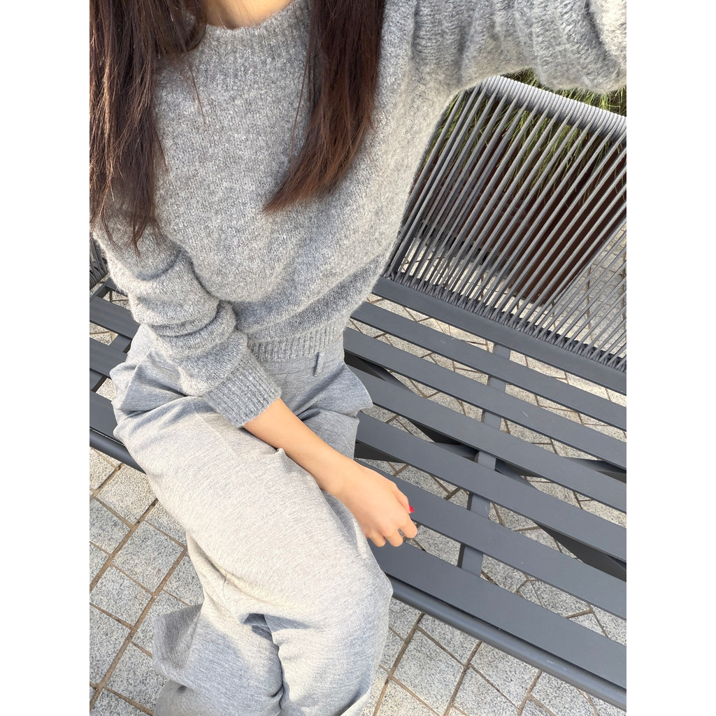 R ROMI STUDIO Grego ความรู้ Yak ขนแกะผสมเสื้อกันหนาวเสื้อสวมหัวข้าวเหนียวนุ่ม RW24AS90937