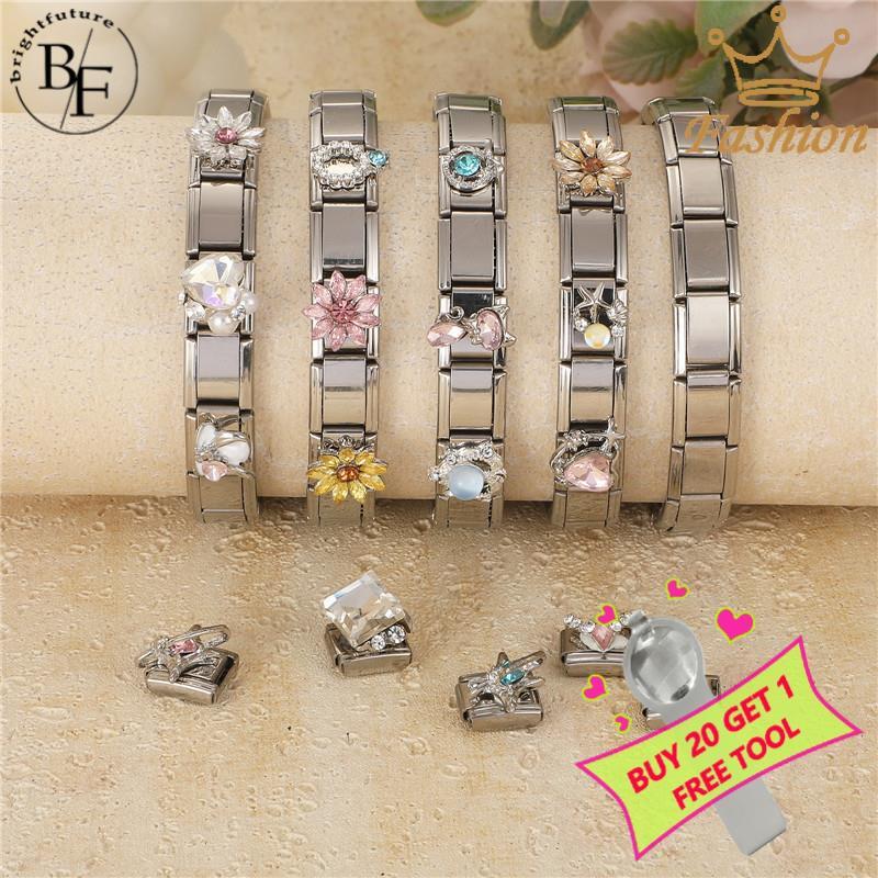 ดอกทานตะวันแมวอิตาเลี่ยนสร้อยข้อมือ Charm Fit 9 มม.สร้อยข้อมือสแตนเลสเครื่องประดับทําอุปกรณ์ DIY Retro บุคลิกภาพโมดูลสร้อยข้อมือ