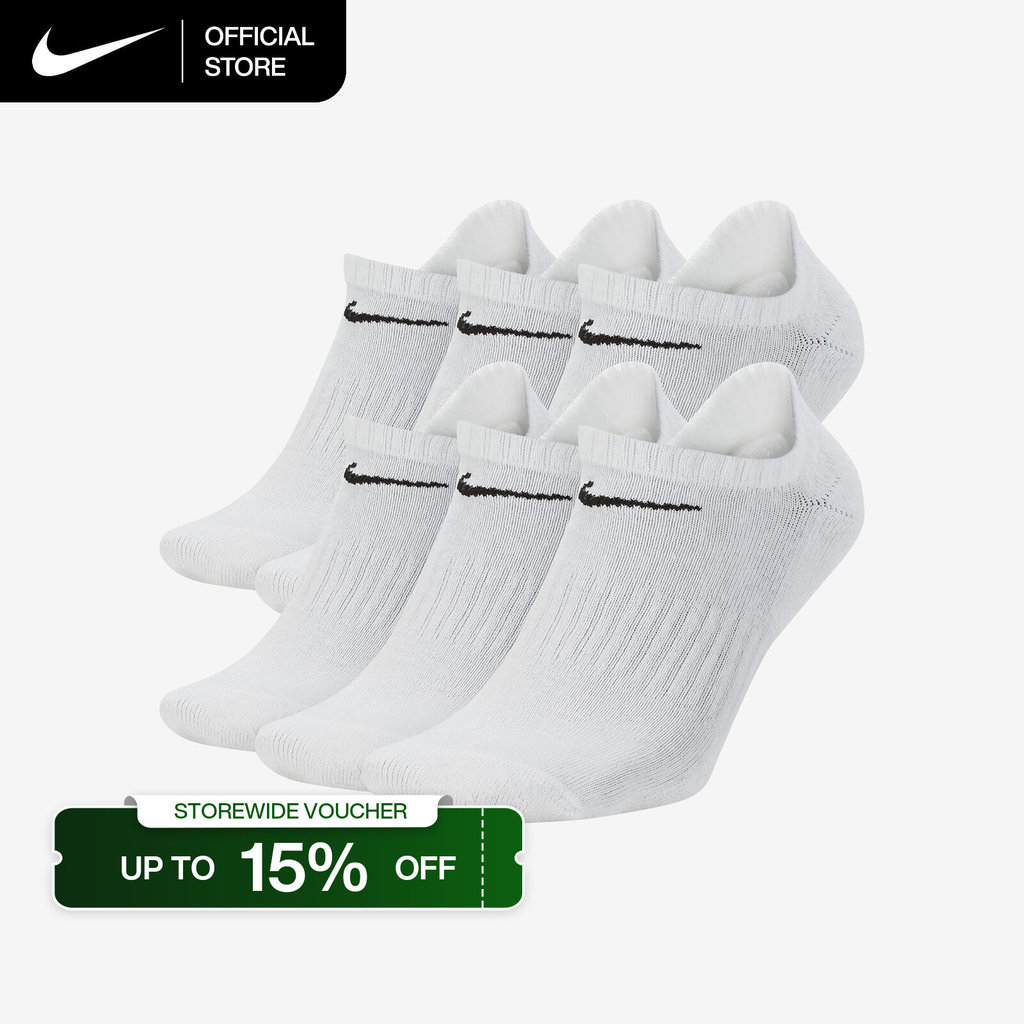 Nike Men's Everyday Cushioned Training No-Show Socks (6 Pairs) - White [SX7675-100]