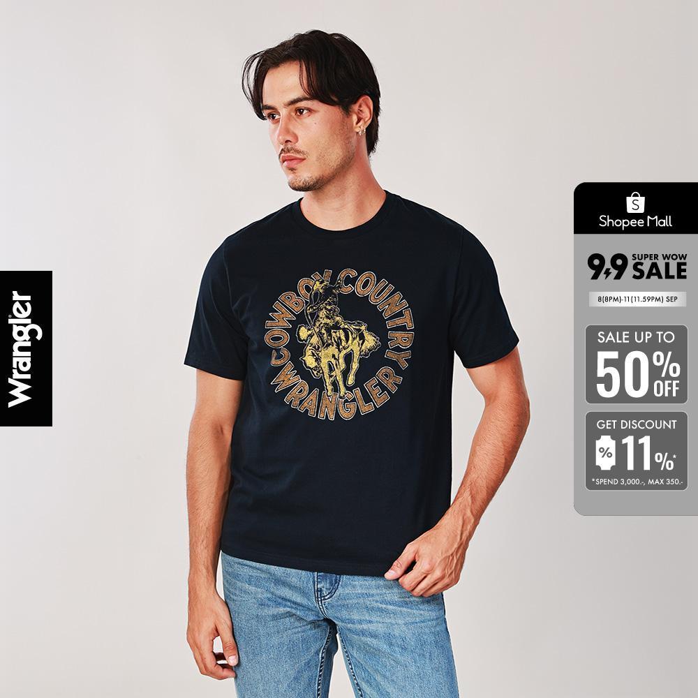 WRANGLER เสื้อยืดแขนสั้นผู้ชาย คอลเลคชั่น Wrangler Legends รุ่น WR S126MTSSN09 สีกรมท่า