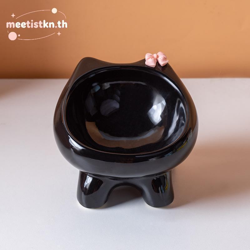 Meetistkn Ergonomic 15 องศา Tilted Cat Feeding Bowl คออาหารสัตว์เลี้ยงจานน้ํา Anti-spill สําหรับสุนั