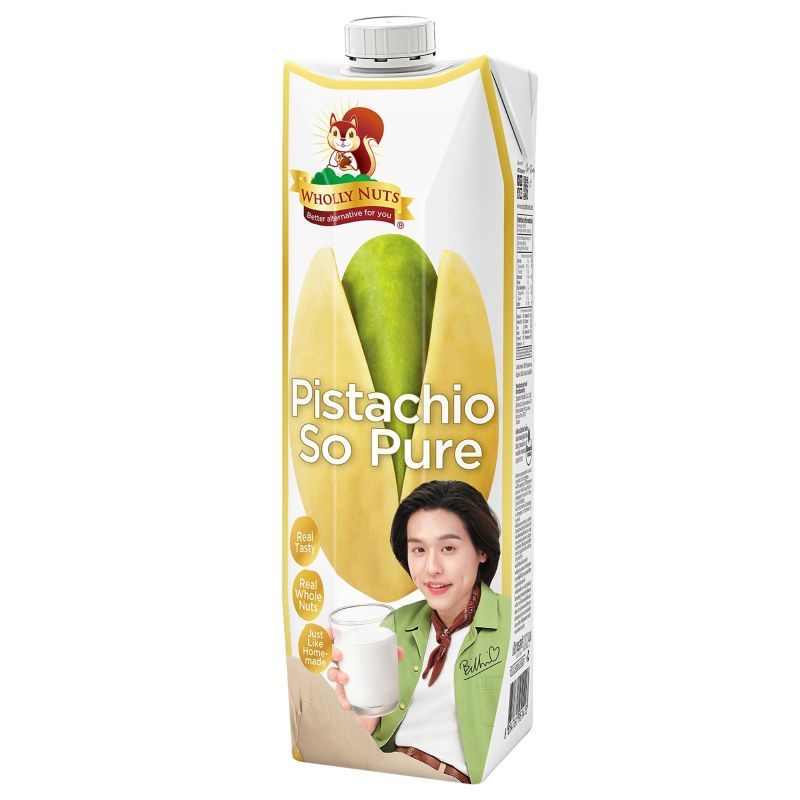 โฮลี่นัทส์น้ำนมพิสตาชิโอผสมเมล็ดทานตะวัน 1000มล. Wholly Nuts Pistachio Milk with Sunflower Seeds 1000ml.