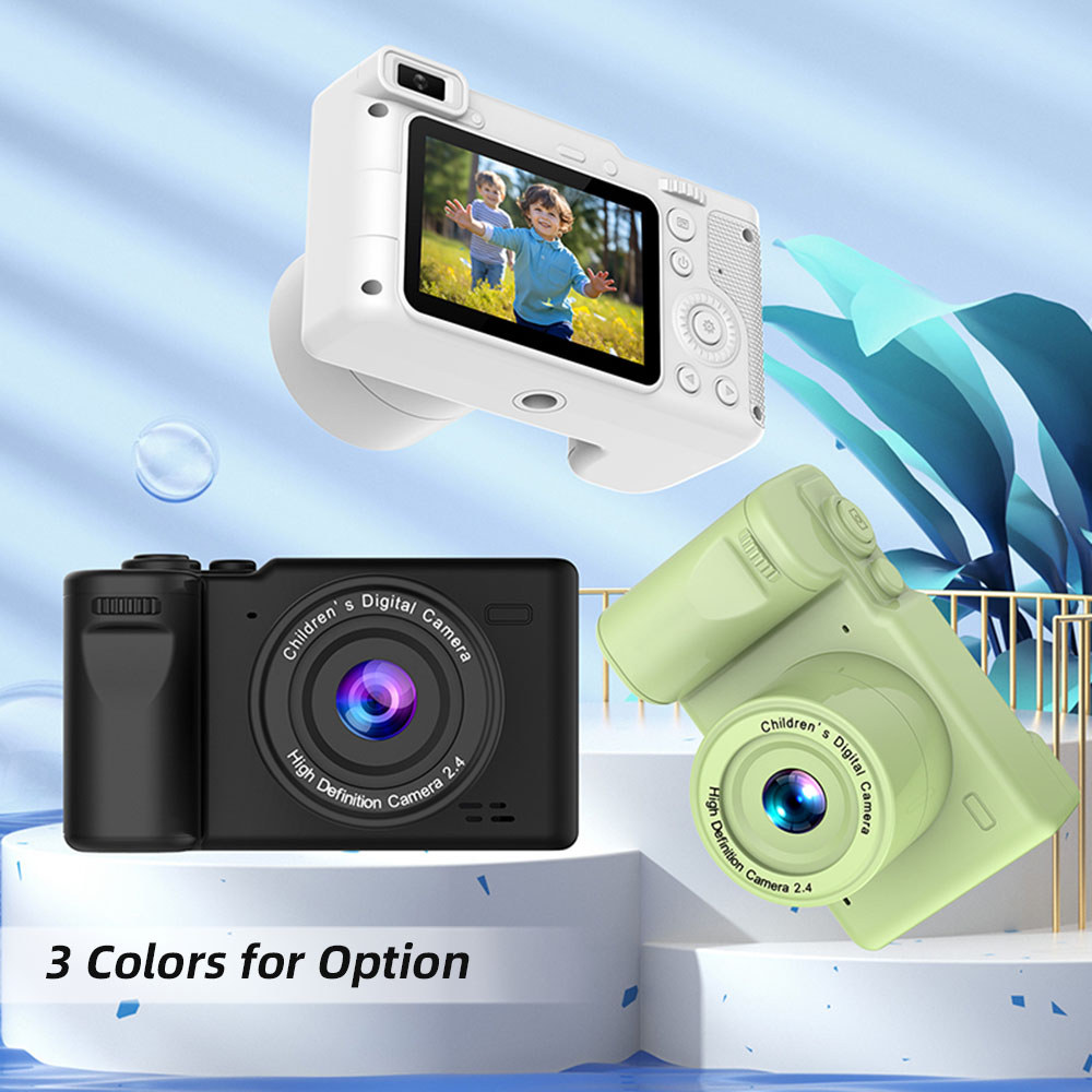 Alwaysonline 1080P Kids Digital Camera Mini Video สําหรับ 12MP 2.4 นิ้วหน้าจอ IPS แบตเตอรี่ในตัวพร้อ