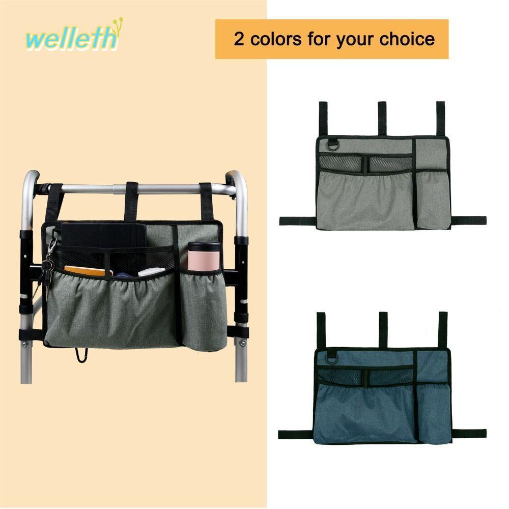 WELLETH Walker Bag, สายปรับระดับได้ Hands Free Storage Walker Pouch Attachments, Portable Cup Holder