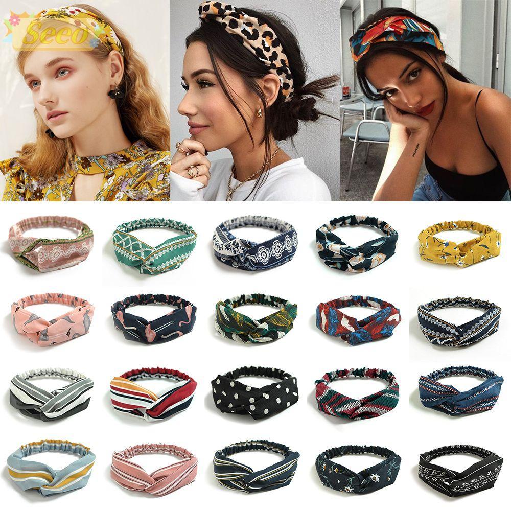 SEEO Bohemian Hairbands Fashion Turban Cross Knot Girls Hair Bands