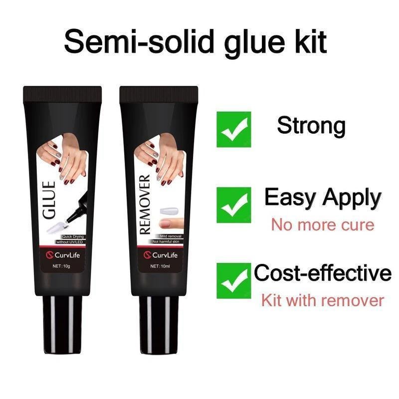 ยี่ห้อใหม่อัพเกรด Quick-Drying Semi-Solid Nail Gel 10g, 10ml Nail Remover-Lasting Nail Gel U KNLA