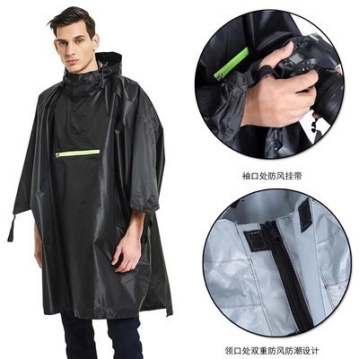 Amazon เสื้อคลุมกลางแจ้งเสื้อกันฝน Poncho Camping Mountaineering ขี่จักรยานโพลีเอสเตอร์ Taffe Campin