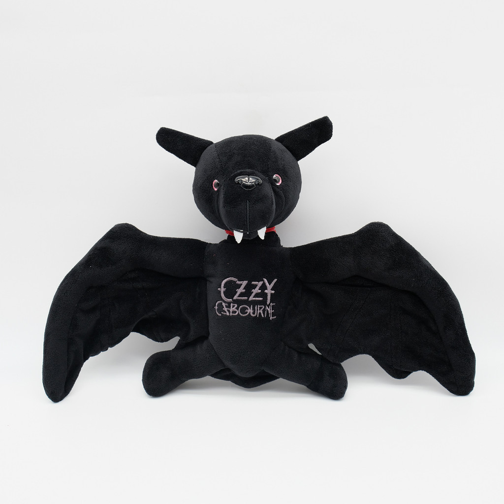 Ozzy Osbourne Bat Plush, Music Star Bat Doll for Rock Fans - ของขวัญสัตว์ยัดไส้สีดําสีเทาสําหรับผู้ใ