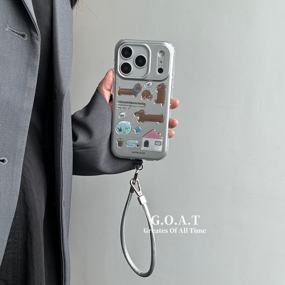 GOAT Electroplated Sausage Dog casing เข้ากันได้กับ iPhone 17 16 15 13 14 pro max Anti-Fall ป้องกันป