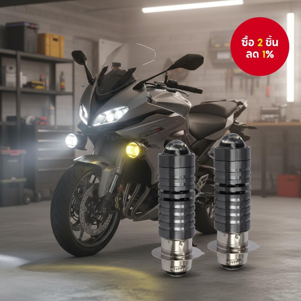 1 หน่วย หลอดไฟหน้ารถจักรยานยนต์ LED P15D 10000LM H6 P15D LED CSP เลนส์ ขาว เหลือง ไฟสูงต่ํา ไฟท้ายสก