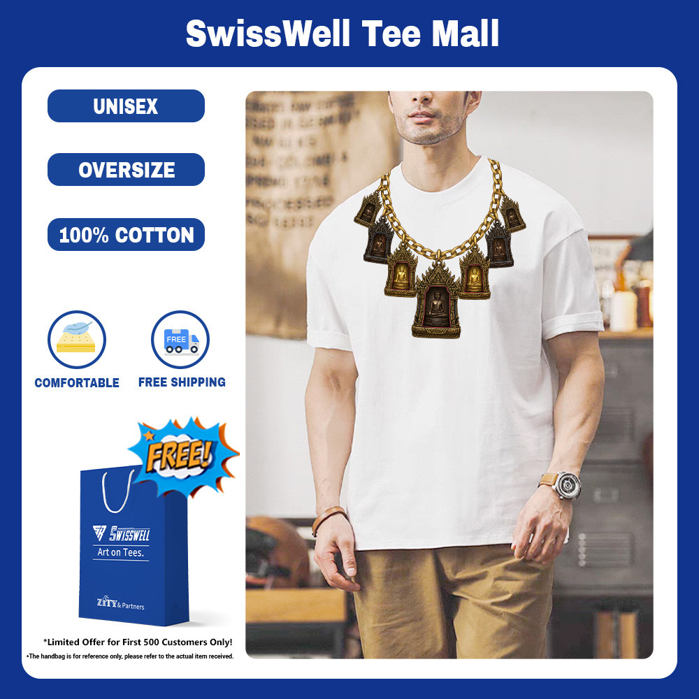 ZITY 👕 เสื้อยืดผ้าคอตตอน 100% T-Shirt ชาย Oversize คอกลม Unisex 100% COTTON ลาย Buddha amulets P2