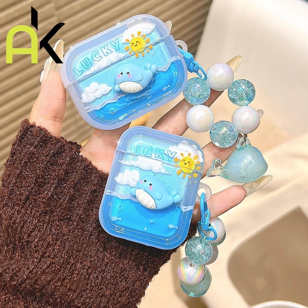 AK INS เคสใสป้องกัน Compatible For Airpods Pro 2 1 3 4 เคส TPU ใสนุ่มกันกระแทก อุปกรณ์เสริมพร้อมพวงกุญแจสำหรับ