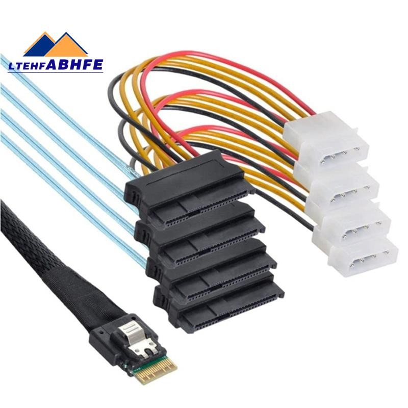[ขายร้อน L]PCIE SAS 4.0 38pin SFF-8654 4i 38pin Host to 4X SFF-8482 พร้อมสายไฟ 4P