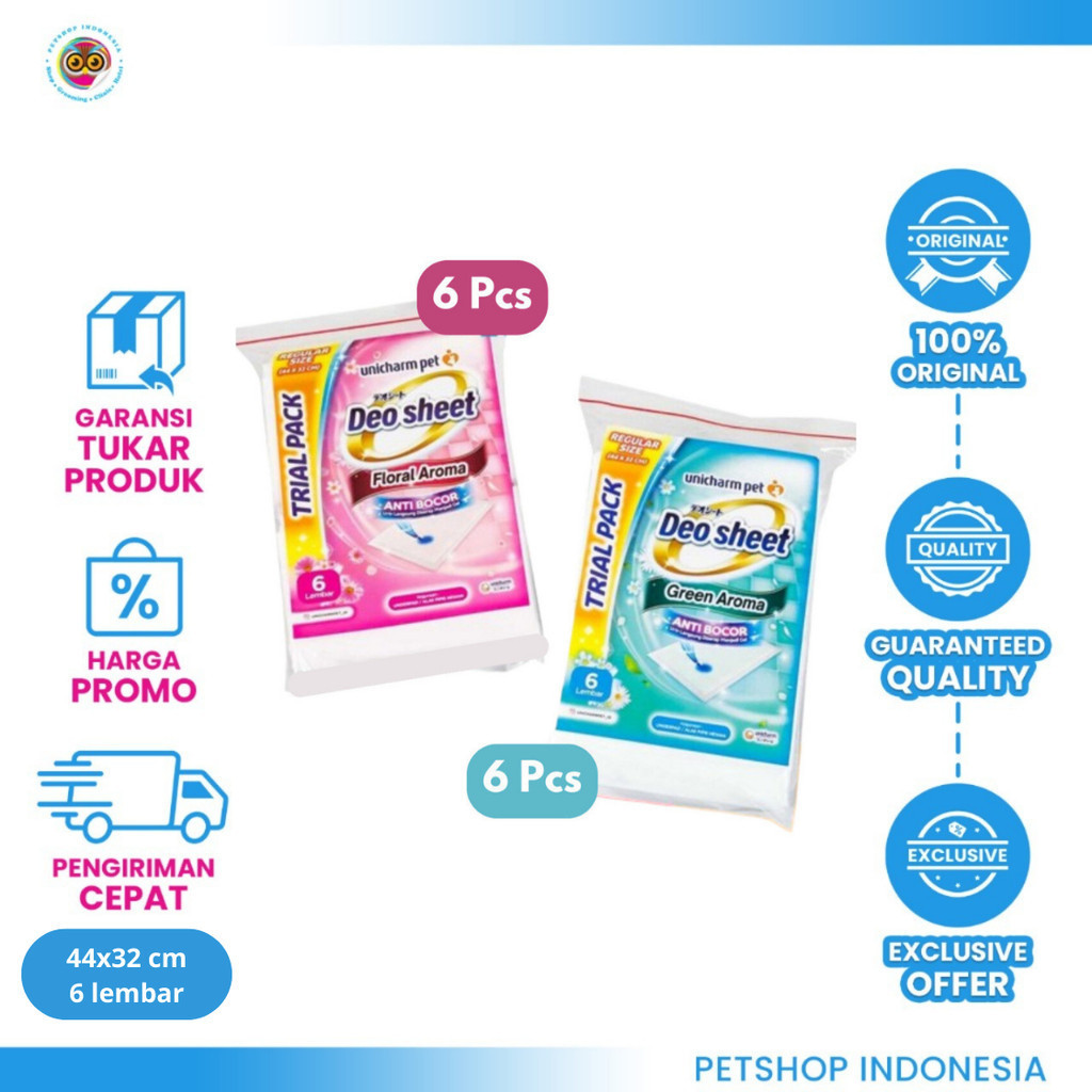 Deo Sheet Regular บรรจุ 6 แผ่น - แผ่นรองสุนัขป้องกันกลิ่น pi