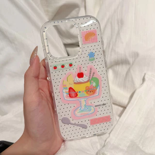 เคสไอโฟน 13 ไอศครีมการ์ตูนเค้กเคธีลูกสุนัขแมว สำหรับ IPhone 13 11 12 Pro Max 12 11 Pro 14 15 16 Pro Max 16 14 15 Plus
