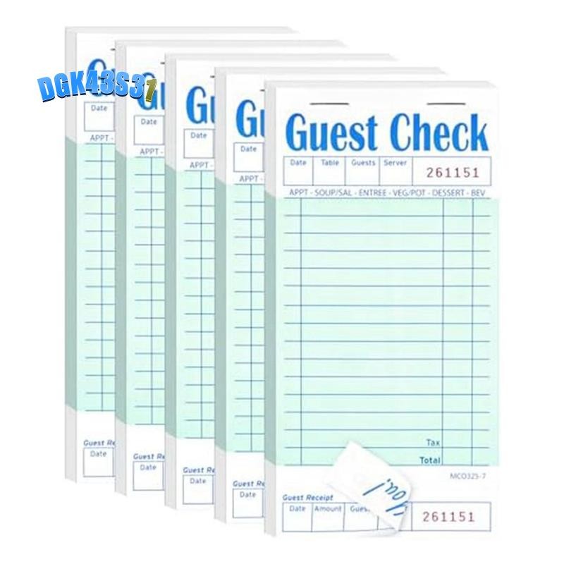 dgk43s315 Pack Guest Check Books ร้านอาหาร Order Pad 50 แผ่น/แพ็ค