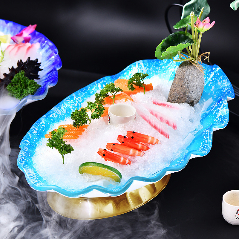 High-End Salmon Sashimi Plate Ice Plate Large Japanese-Style Fish Sashimi Special Platter Seafood Pl